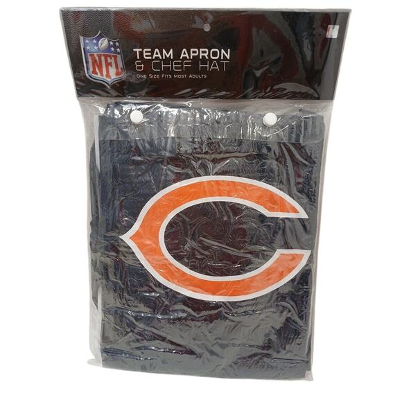 NFL Chef Apron 2pc Set Chicago Bears Football Cook Hat BBQ Dad FatherGift Party - Picture 2 of 8